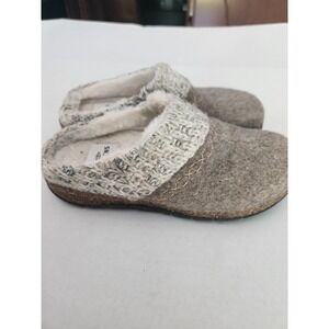 Earth Origins Womens Gray Felted Knit Cuff Comfort‎ Slip On Clog Slippers